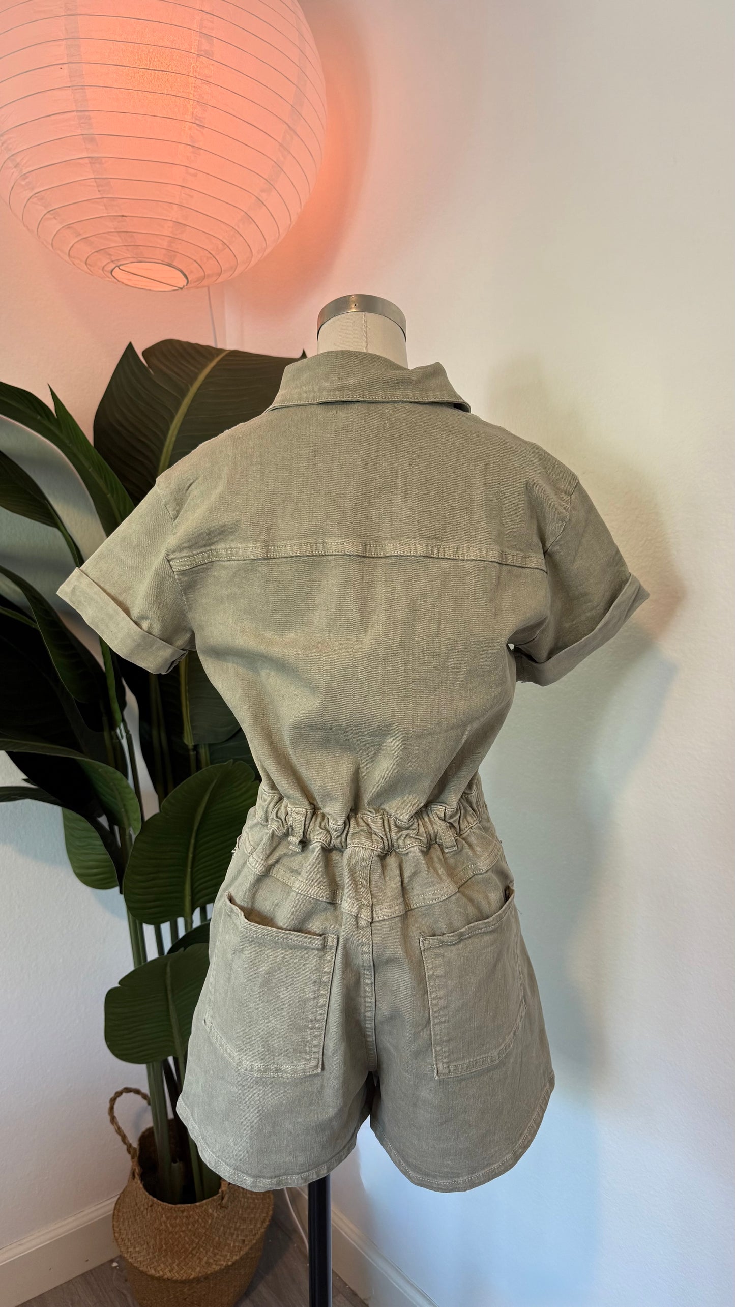 matcha denim romper