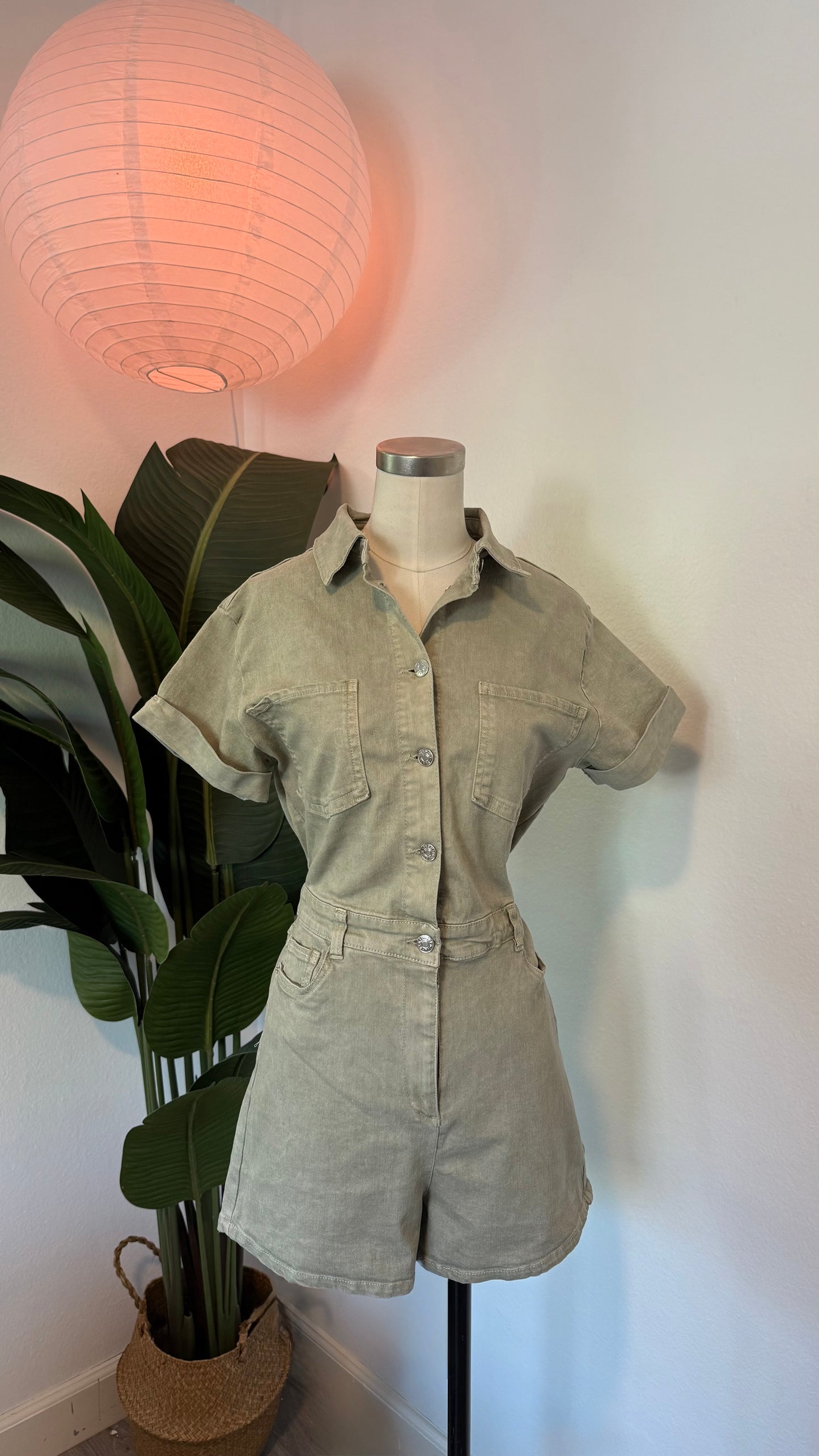 matcha denim romper