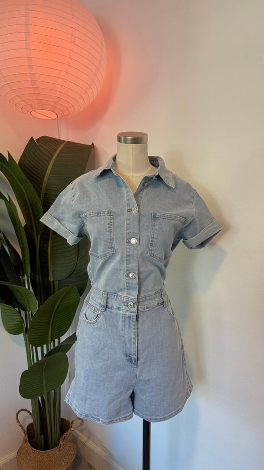 light denim romper