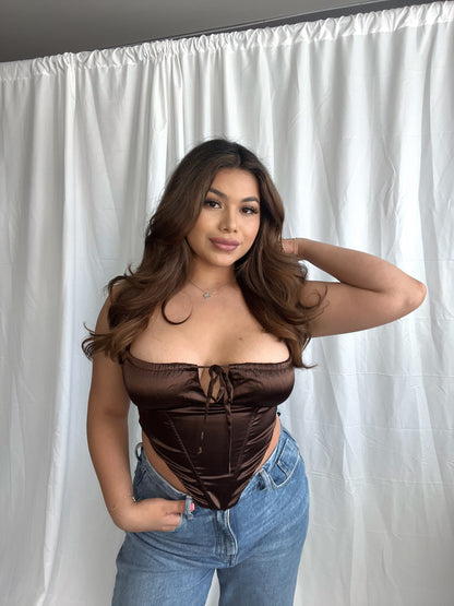 BROWN DAIZY CORSET TOP